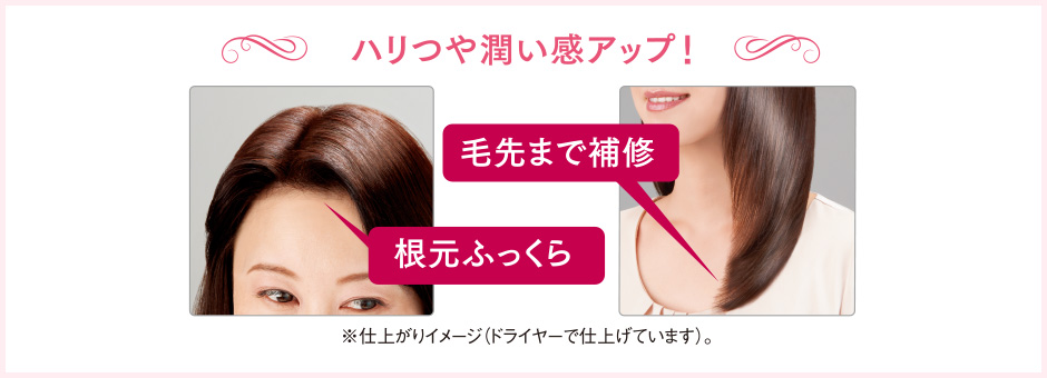 ハリつや潤い感アップ!※仕上がりイメージ(ドライヤーで仕上げています)。